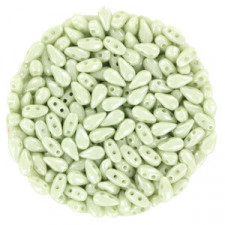 Czech DropDuo beads 3x6mm Chalk white mint luster 03000/14457